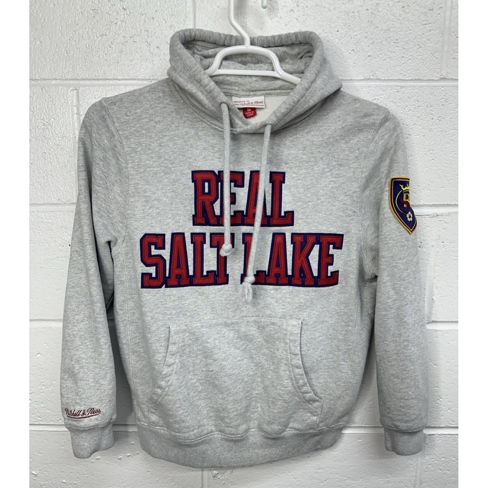 Mitchell & Ness Real Salt Lake MLB Soccer Stitched Hoodie / Gray & Red / Men's S